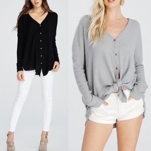 Bellanblue Tops - BETTY Button Down Top - BLACK Bellanblue Tops - BETTY Button Down Top - BLACK